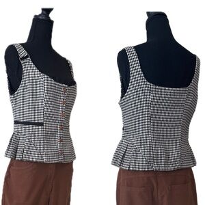 Maeve Black and White Houndstooth Top